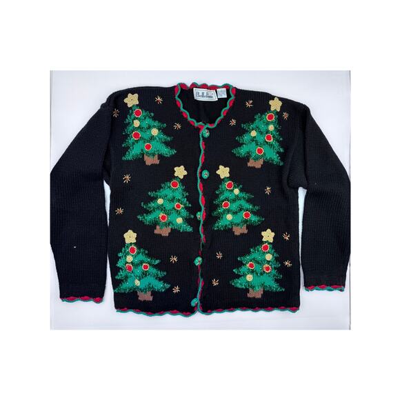 Christmas Grandmacore Vintage Chunky Tree Cardigan - Picture 3 of 4